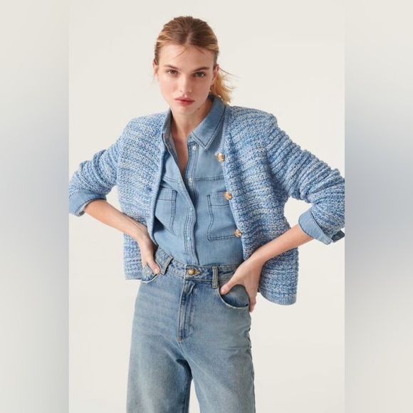 ba&sh Jackets & Blazers - NEW Ba&sh Bash Guspa Cardigan Jacket in  Blue Crochet | size 1 / S